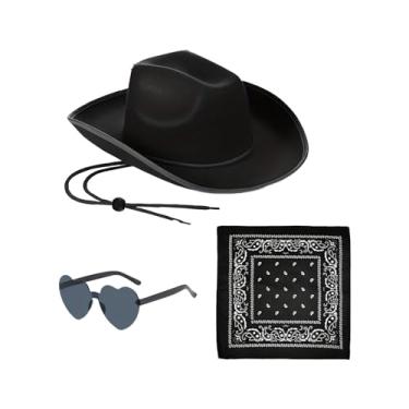 Imagem de kowaku Chapéu de vaqueira ocidental, chapéu de cowboy para concertos, noivado, casamento, boate, PRETO