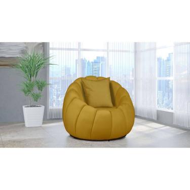 Imagem de Poltrona Decorativa Concha Giratória Almofada Veludo Mostarda - Londrilar