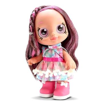 Imagem de Boneca em Vinil Rainbow Nails Salão de Beleza Cabelos Castanho e Rosa Caixa Original Bambola