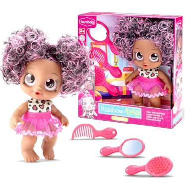 Imagem de Boneca do Olhão Rainbow Black Preta Cabelo Cacheado Rosa Bambola 26cm Caixa Original