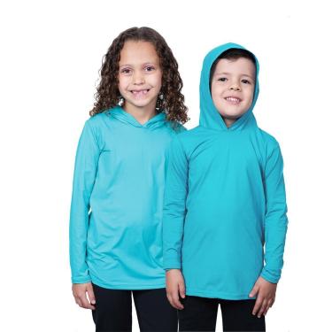 Imagem de Kit 2 Camisa Térmica Infantil Capuz Proteção Solar Uv Blusa Segunda Pele-Unissex