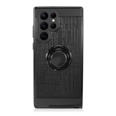 Imagem de Eaglecell - Para Samsung Galaxy S22 Ultra 6,8 polegadas (SM-S908) - Capa de telefone à prova de choque com suporte de anel - RS2 preta