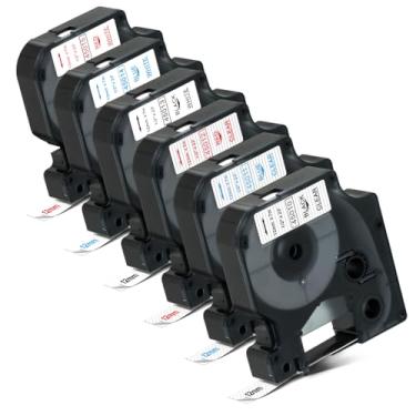 Imagem de Pacote com 6 refis de etiquetadora Dymo compatíveis, substitua para fita adesiva Dymo D1 de 1,27 cm 45013 45010 45016 45017 45018 45019 para DYMO LabelManager 160 280 PnP 360D 210D 420P Criador de