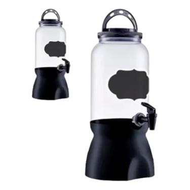 Imagem de Suqueira de Plástico Com Suporte E Torneira 3,6L, Lousa e Giz, Preto