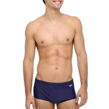 Imagem de Sunga Tradicional, Speedo, AcquaPlus, Tecido Liso Resistente ao Cloro e Filtro Solar, tamanho M - Azul-marinho