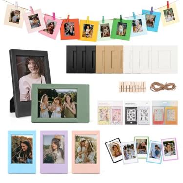 Imagem de HIYQIN Conjunto de exibição de fotos 2 x 3 para mini filme Instax (54 x 86 mm), para molduras fotográficas Fujifilm Instax mini, molduras magnéticas, adesivos, molduras de papel para pendurar –