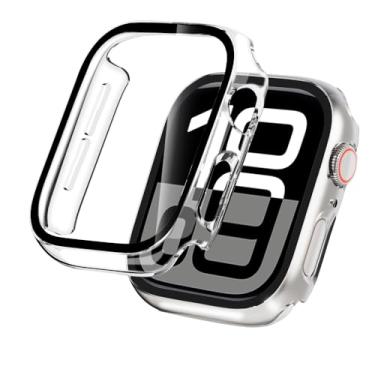 Imagem de TSOGIA Pacote com 2 capas rígidas de policarbonato para Apple Watch Series 10, protetor de tela de 46 mm, com protetor de tela de vidro temperado 9H, capa protetora completa para iWatch Series 10,