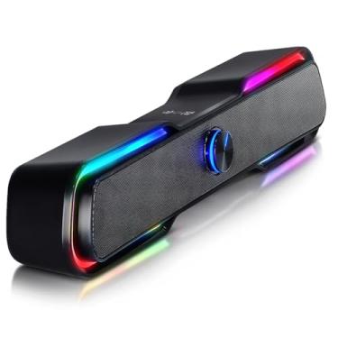 Imagem de Caixa de Som Soundbar Gamer PC Computador Adamantiun Kurt USB P2 Led RGB