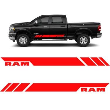 Imagem de Par de Faixas Dodge Ram Decorativo Adesivo Lateral C/ Verniz - SPORTIN