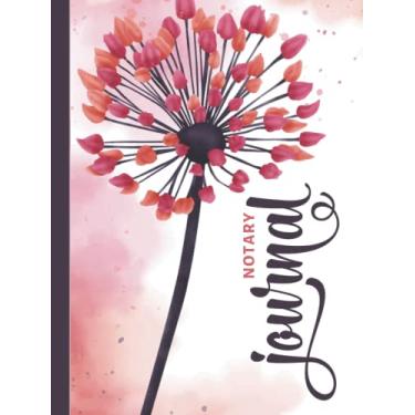 Imagem de Hardcover Notary Journal: 8.5x11 Large Notarial Logbook/With 200 Numbered Pages - Two Record Logs Per Page / 400 Records/Ledger Book Gift For ... Pink Allium Flower on Floral Watercolor Art