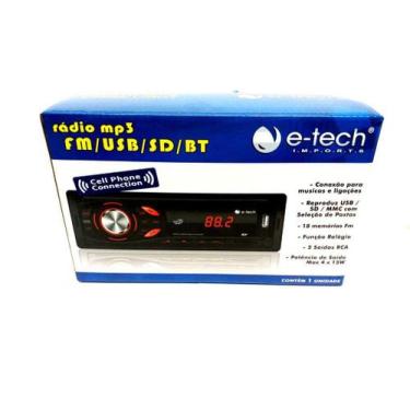 Imagem de Radio Automotivo Mp3 Fm Usb Sd Bt Com Bluetooth E-Tech Light