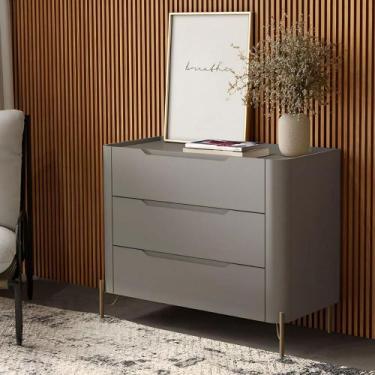 Imagem de Cômoda com 3 Gavetas 97cm Pés em Metal 100% MDF - Casa Lar Inco Q, Gri