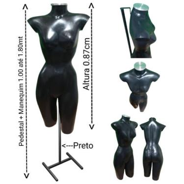 Imagem de Manequim feminino (Meio corpo cinturinha N.36) Preto com tampa de meta