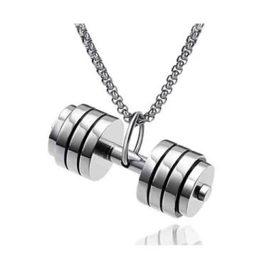Imagem de Cordão Fit Halter Aço Inoxidável Colar Masc Peso Academia  - Bem Barat