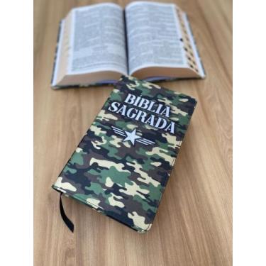 Imagem de Biblia Sagrada Camuflada Letras Grandes Evangélica Com Harpa índice 
