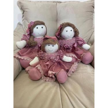 Imagem de Kit Trio De Boneca De Pano Manu Para Nicho Decoração Rosê Nude - Polyb