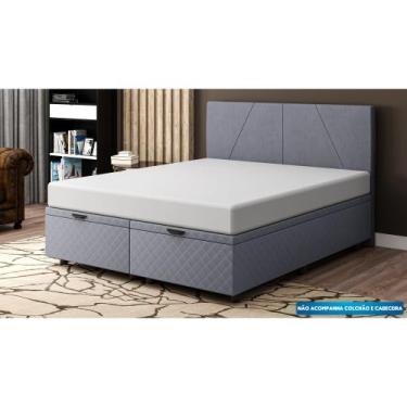 Imagem de Base Cama Baú King Size Bordado - SkyBox - SKYBOX BOX E BAÚS, Cinza