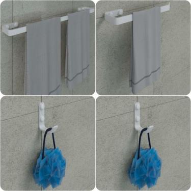 Imagem de Kit Acessórios Para Banheiro Branco 4 Peças Plus - MetalCromo