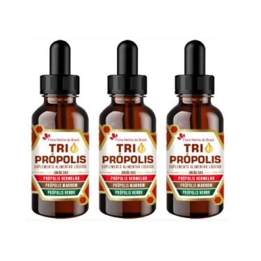 Imagem de 3x Tri Própolis Gotas ( Própolis Vermelha, Verde e Marrom) 20ml - Flor