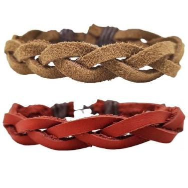 Imagem de Kit 2 Pulseira Masculina Trançado Bracelete Casual Ajustável - PENDULA