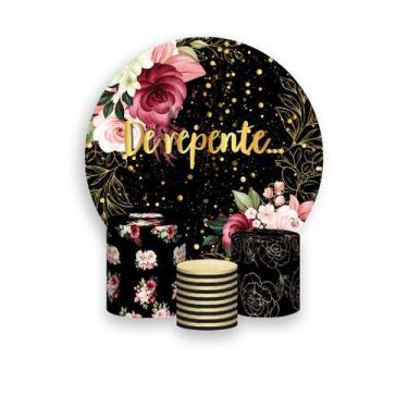 Imagem de Painel De Festa Redondo 1,50x1,50 + Trio De Capas Cilindro -  Brilhos 