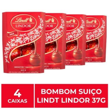 Imagem de 4 Caixas de 37g, Bombons de Chocolate Suiço, Lindt Lindor