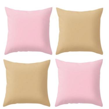 Imagem de Kit 4 Capas Lisas Varias Cores Para Sala Sofá - Gabi Flor , Rosa C/Beg