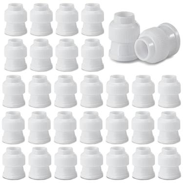 Imagem de 50 peças acopladores de plástico para decoração de bolos, acopladores para sacos de confeitar 3 x 2,5 cm suporte de ponta de tubulação para bicos de gelo, acessórios de ferramentas de cozimento