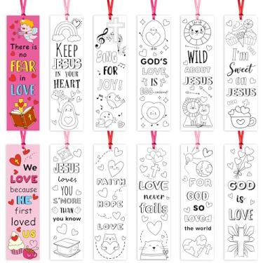 Imagem de 75 peças para colorir seus próprios marcadores de livro para crianças tema cristão diy colorir marcador de livro em branco sala de aula arte artesanato suprimentos para professor estudante dia dos