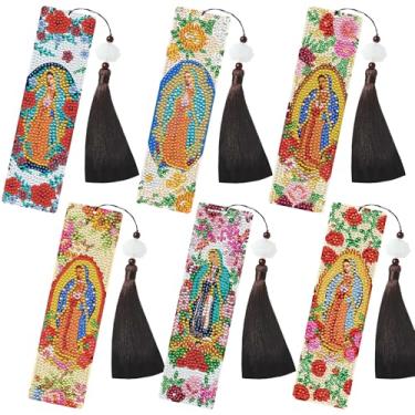 Imagem de INCOK Marcadores de página religiosos com pintura de diamante – 6 peças Guadalupe Diamond Art Bookmarks DIY Bookmark Christmas Christian Inspirational Gifts for Beginner Book Lover Adults Arts Craft