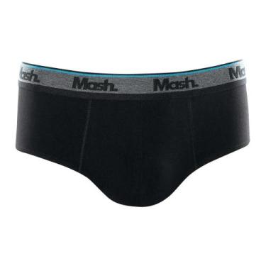 Imagem de Cueca Slip Mash Masculina Cotton Algodão Elástico, Preto, M