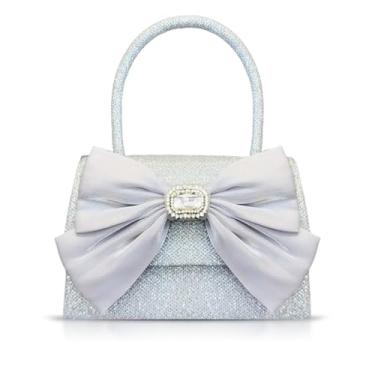 Imagem de QTKJ Bolsa de noite, bolsas clutch para mulheres, bolsa transversal de fita prateada para festa de casamento, Prata, One Size