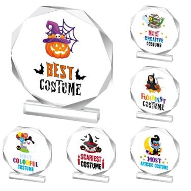 Imagem de Geetery 6 peças de acrílico de Halloween 12 x 11 cm suprimentos de festa de Halloween Troféu Prêmio Troféu Engraçado Concurso de Fantasia Placas de Troféu para Halloween Concurso de Fantasia Vencedor Festa Crianças Adultos