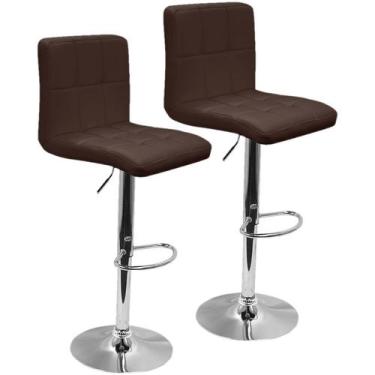 Imagem de Kit 2 Banquetas Confort Gomos Estofada Giratória Marrom Café - Lianto 