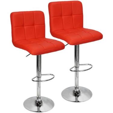 Imagem de Kit 2 Banquetas Confort Gomos Estofada Giratória Vermelho - Lianto Dec