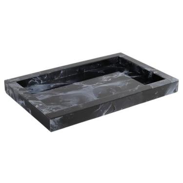 Imagem de Bandeja Decorativa Marmorizada Preto com Branco 26x40 cm - Dani Decora