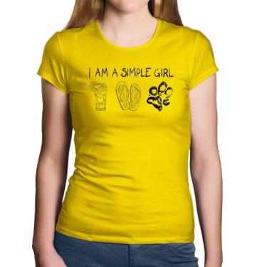 Imagem de Baby Look Algodão I Am A Simple Girl - Foca na Moda, Amarelo, G