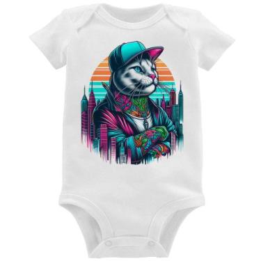 Imagem de Body Bebê Gato Urbano Arte - Foca na Moda, Branco, P