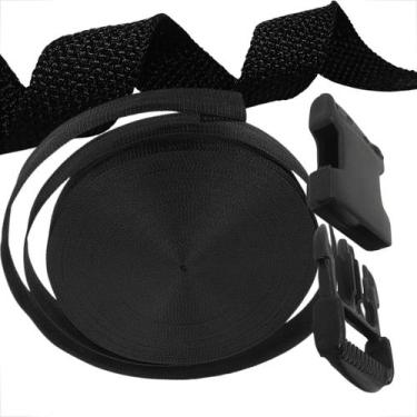 Imagem de Kit Fita Ca 25mm Rolo 10 Metros Cadarço Para Alça Com Fecho De Engate 