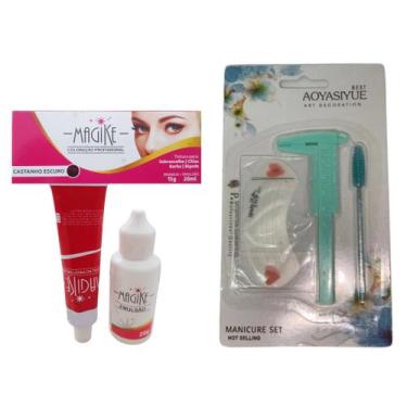 Imagem de tintura para sobrancelha magike Escolha cor + Kit Acessórios régua paq
