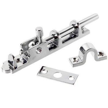 Imagem de Trinco ferrolho para porta ou janela união mundial 12 cm cromado
