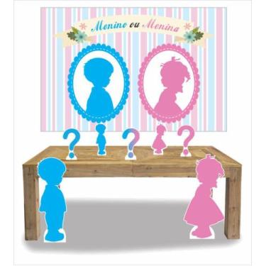 Imagem de Kit Display de chão totens Chá Revelação 7 Pçs + Painel 150x100m - x4a