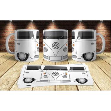 Imagem de Caneca Porcelana Marcas Carros Kombi Perua Van Branca White - Alabama 