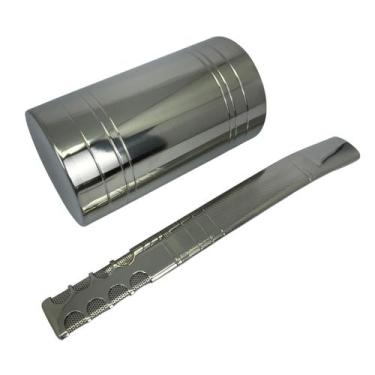 Imagem de Kit tereré inox luxo copo cuia redondo 300ml prata + bomba tela frisad