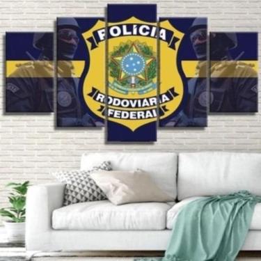 Imagem de Kit 5 Peças Quadro Decorativo De Parede Mosaico Policia Prf Sala Quart