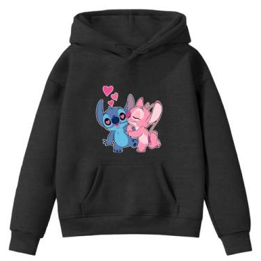 Imagem de Moletom Infantil Sti-tch Casal Desenho Infância Bolso Canguru com Capu