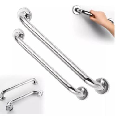 Imagem de Kit 01 Barra De Apoio Alça 40cm e 01 DE 60 Cm Suporte De Parede Auxili