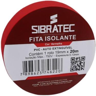 Imagem de Fita isolante Vermelha 19mm x 20 metros Sibratec