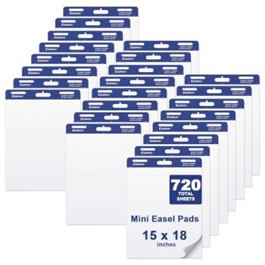 Imagem de Comix Bloco de cavalete pegajoso tamanho mini, papel flip de 38 x 45 cm para professores, papel de âncora para escritório, 30 folhas/bloco, 24 blocos/pacote