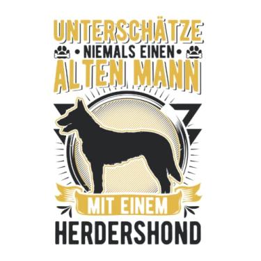 Imagem de Hollandse Herder Notizbuch: Hollandse Herder Alter Mann Herdershond / 6x9 Zoll / 120 karierte Seiten Seiten